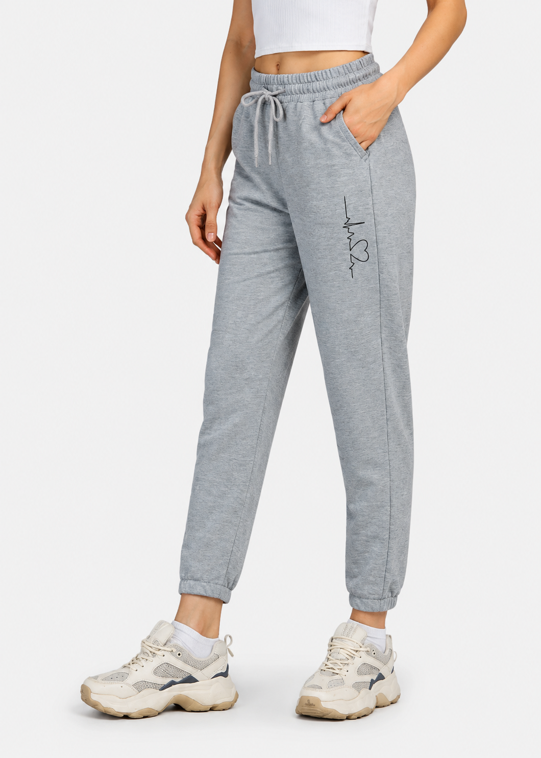 Women's Casual ECG Print Drawstring Sweatpants With Elastic Hem