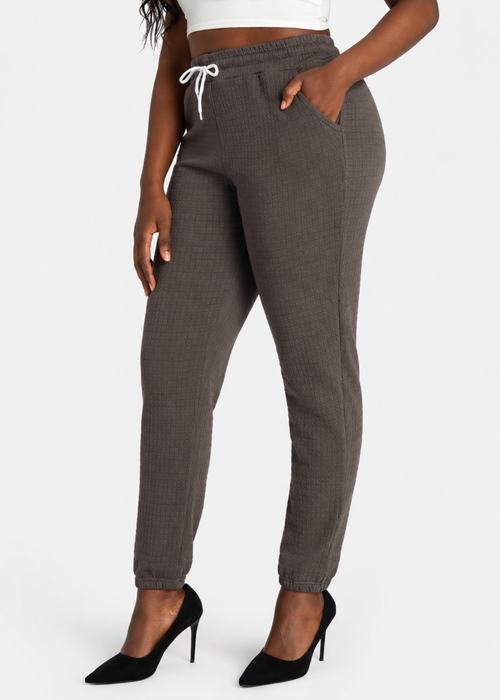Women's Casual High Waist Jacquard Slim Fit Drawstring Ankle Pants