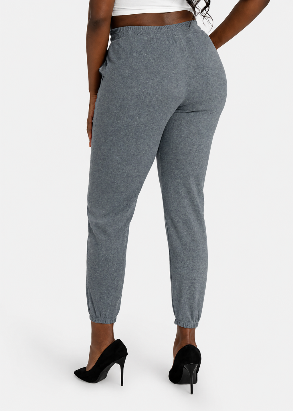 Women's Casual Space Dye High Waist Slim Fit Drawstring Ankle Pants