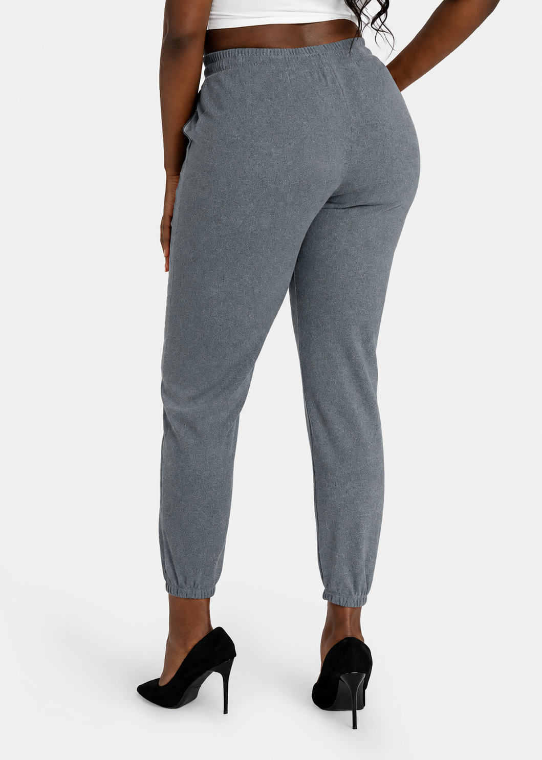 Women's Casual Space Dye High Waist Slim Fit Drawstring Ankle Pants