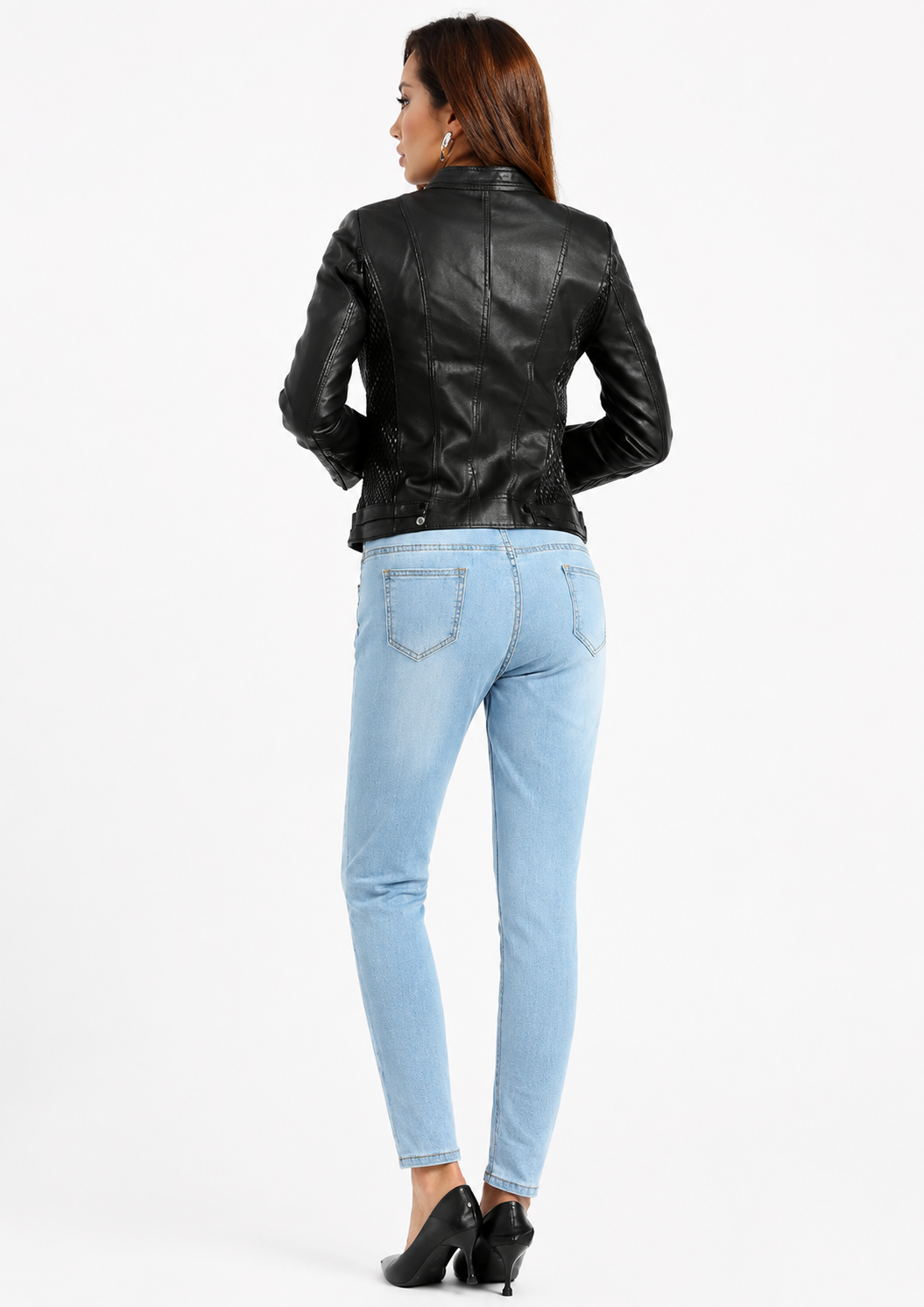 Women's High Waist Button Front Patch Pocket Skinny Denim Jeans